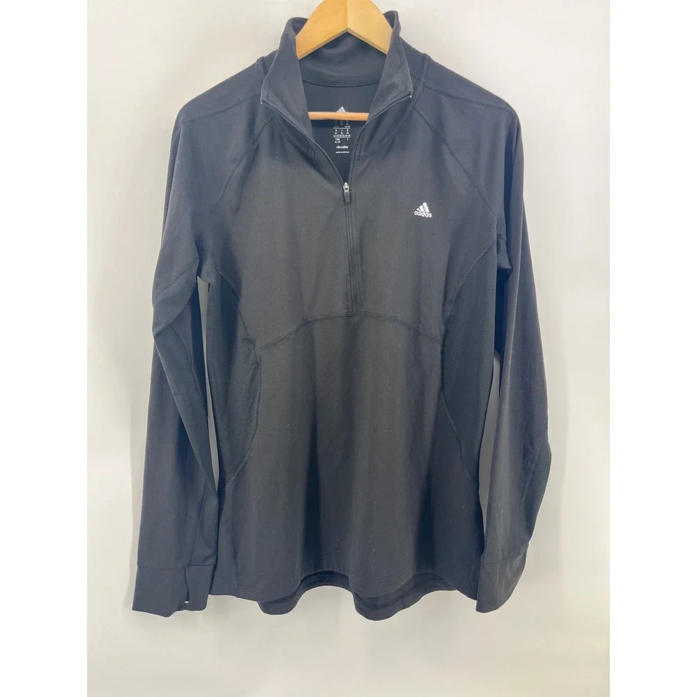 Adidas Mens Climalite Quarter Zip Pullover Black Long Sleeve Training Top XL